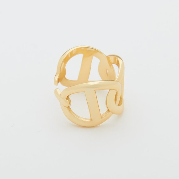 18K gold Vermeil Interlocking Gold Adjustable Ring - Picture 4 of 13